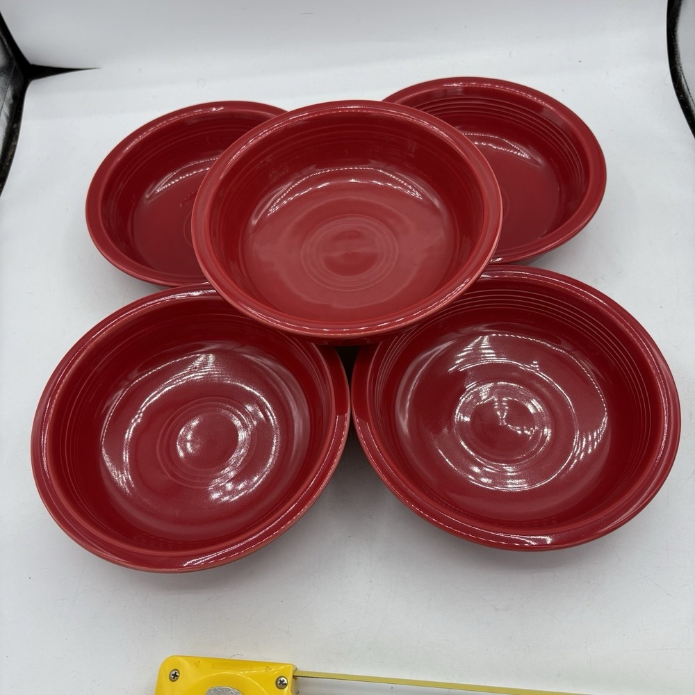 Vintage Fiesta Ware Bowls Scarlet Red Coupe Soup Cereal 6 7/8" Lot Set of 5